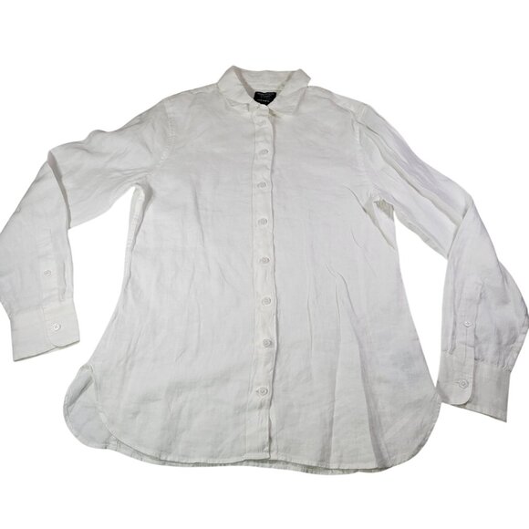J. Crew Baird McNutt White Irish Linen Wren Slim Fit Button Down Shirt Size 4 - Picture 1 of 8